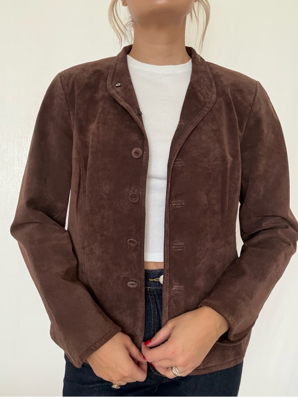 Liz Claiborne Chocolate Brown Suede Button Jacket